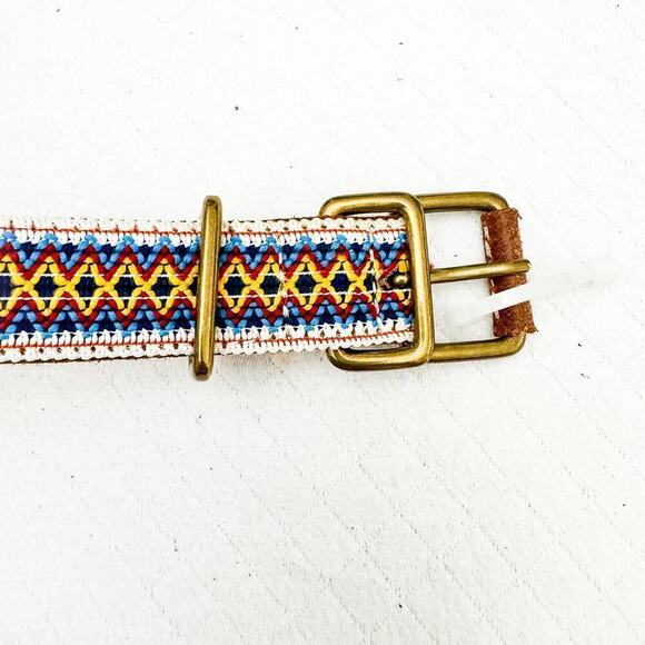 Gap Bohemian Textured Woven Leather Belt Gold Brass Accents Size XS main image 4